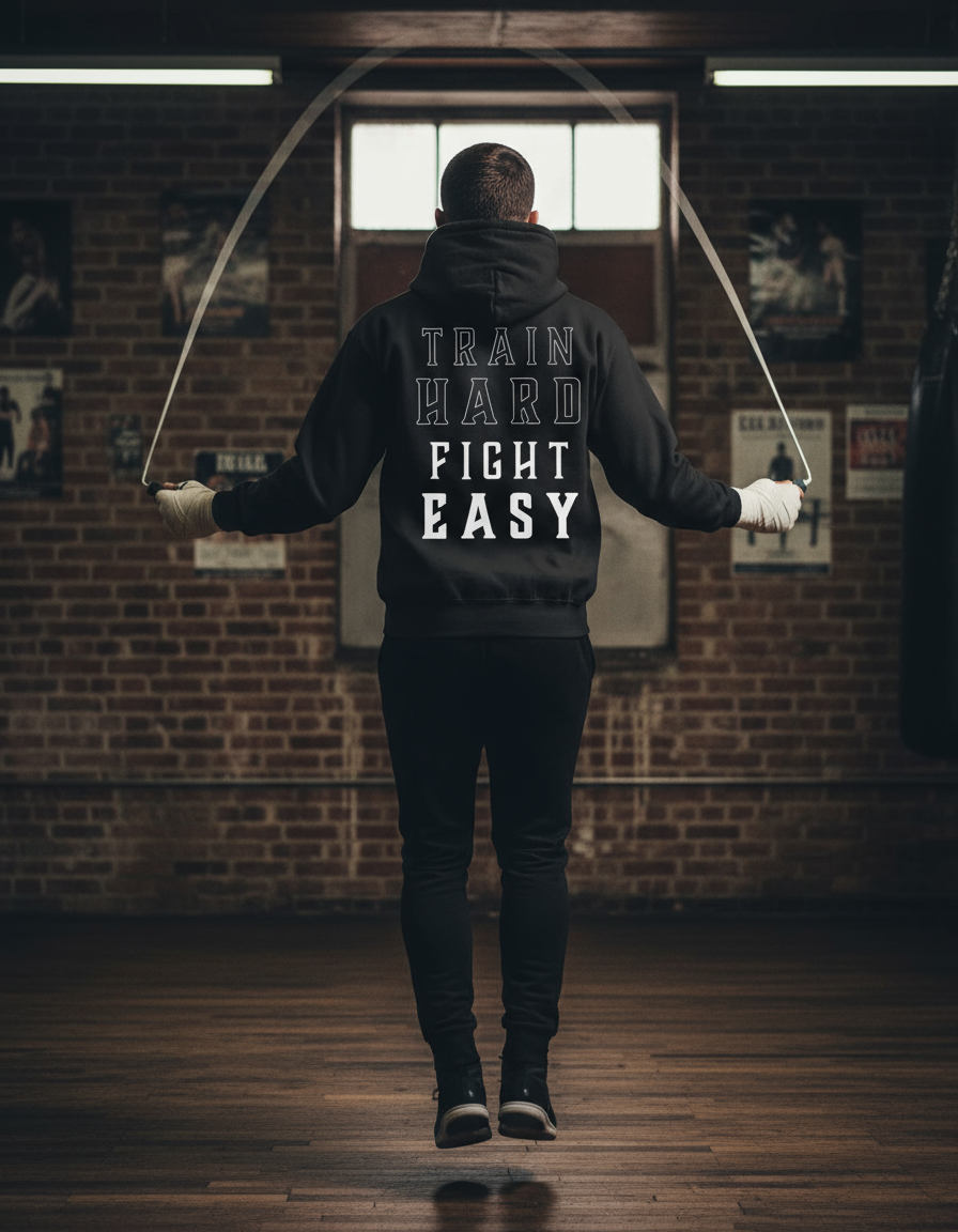 Train Hard Fight Easy By Square Kombat - Black Hoodie