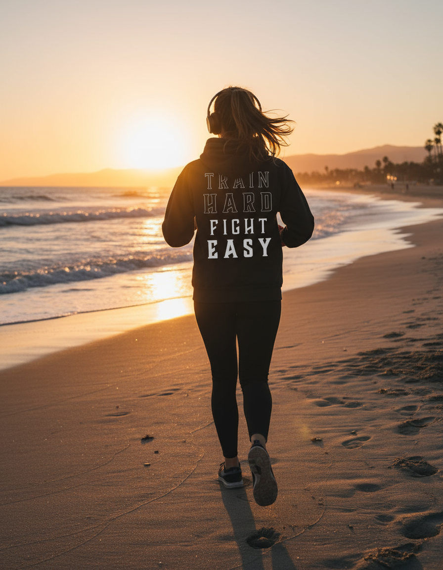 Train Hard Fight Easy By Square Kombat - Black Hoodie
