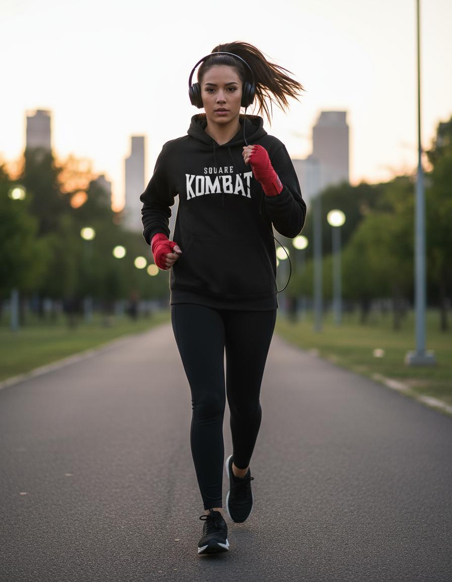 Train Hard Fight Easy By Square Kombat - Black Hoodie