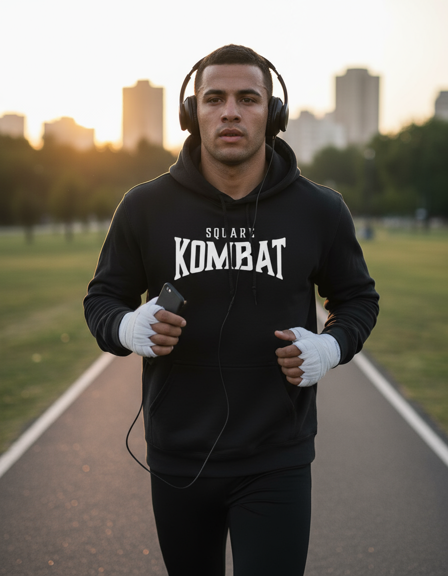 Train Hard Fight Easy By Square Kombat - Black Hoodie