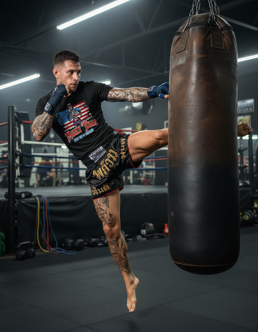 American Skull Muay Thai By Square Kombat - T-Shirt - Black