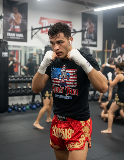 American Skull Muay Thai By Square Kombat - T-Shirt - Black