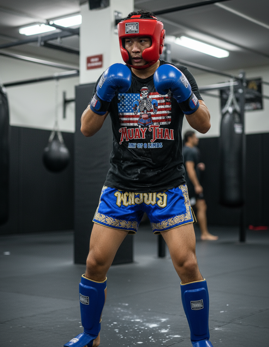 American Skull Muay Thai By Square Kombat - T-Shirt - Black