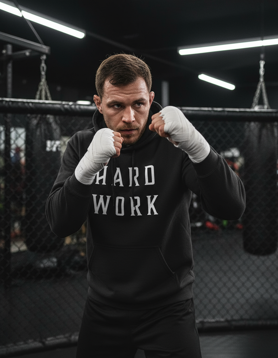 Hard Work By Square Kombat - Black Hoodie