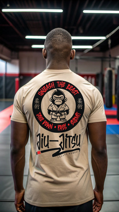 Jiu Jitsu Monkey by Square Kombat - T-Shirt - Sand