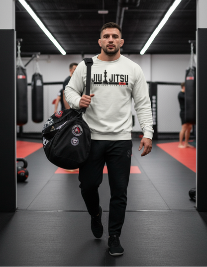 Jiu Jitsu Technique Over Power by Square Kombat - Sweater Crewneck - White