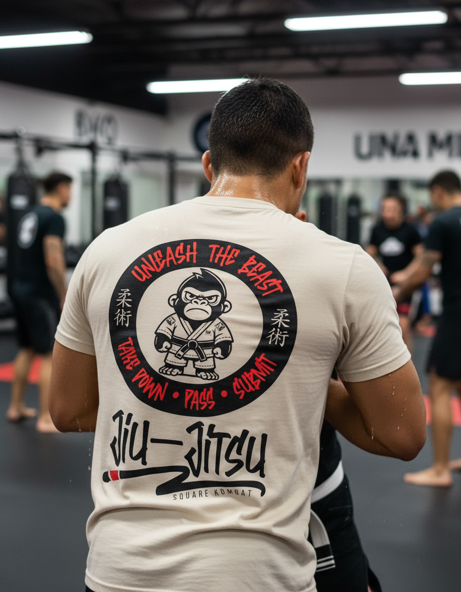 Jiu Jitsu Monkey by Square Kombat - T-Shirt - Sand