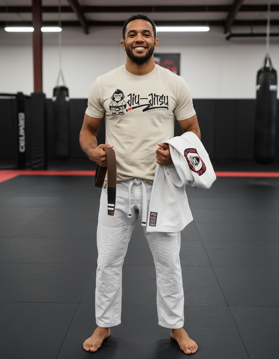 Jiu Jitsu Monkey by Square Kombat - T-Shirt - Sand