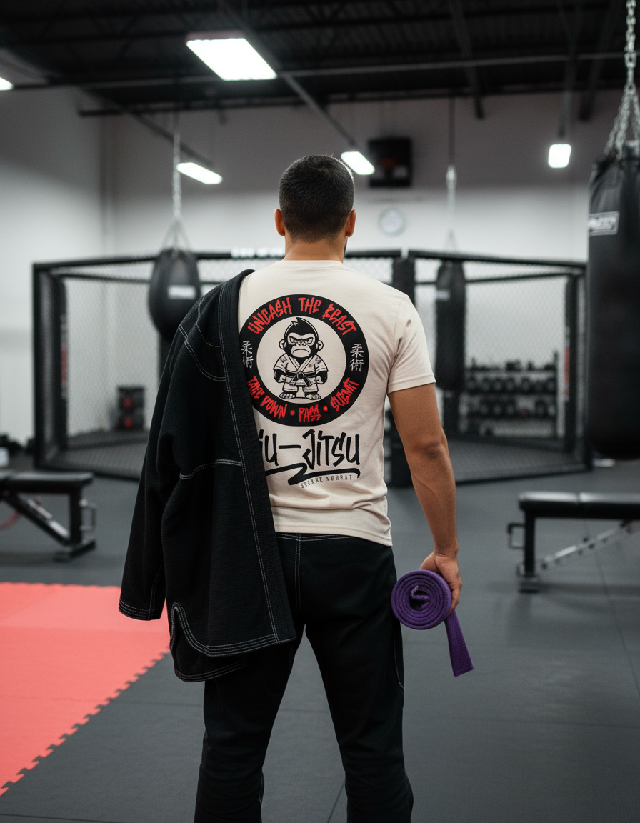 Jiu Jitsu Monkey by Square Kombat - T-Shirt - Sand