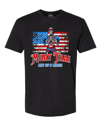 American Skull Muay Thai By Square Kombat - T-Shirt - Black