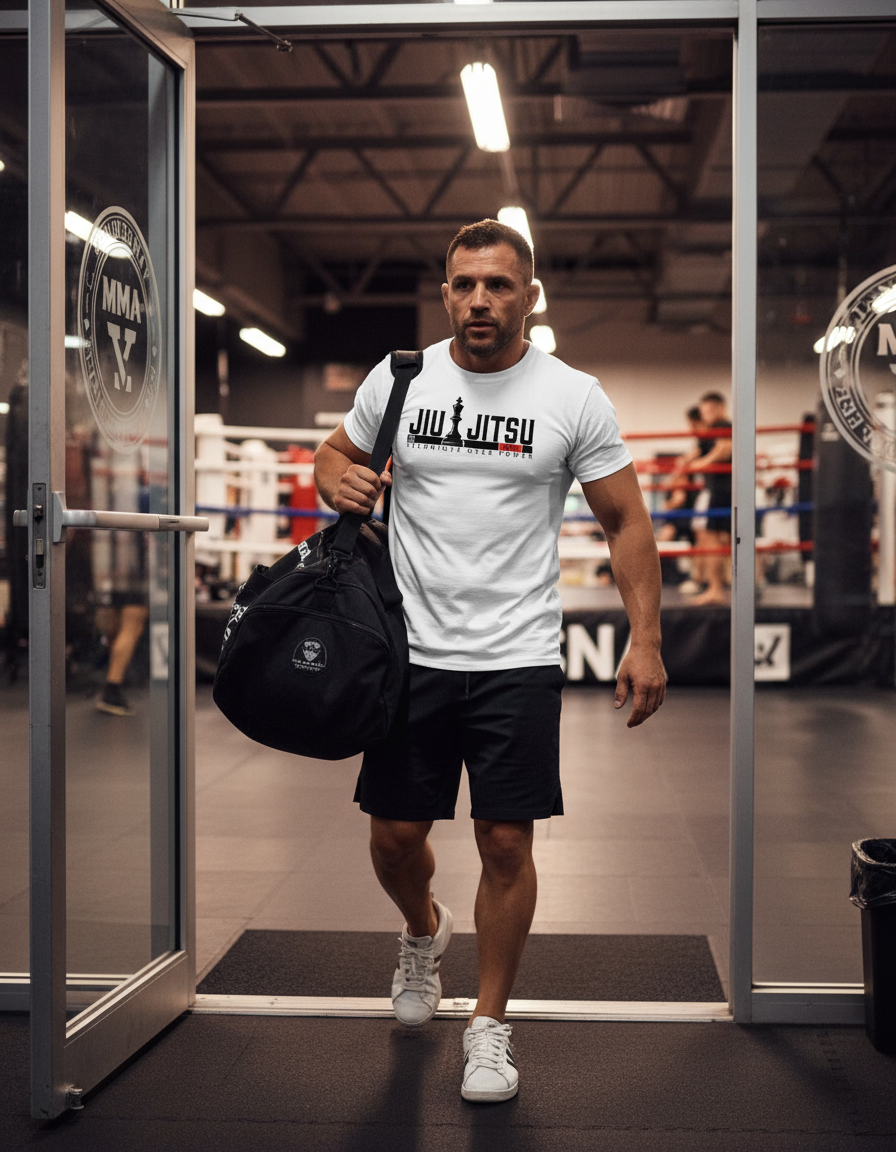 Jiu Jitsu Technique Over Power By Square Kombat - T-Shirt - White