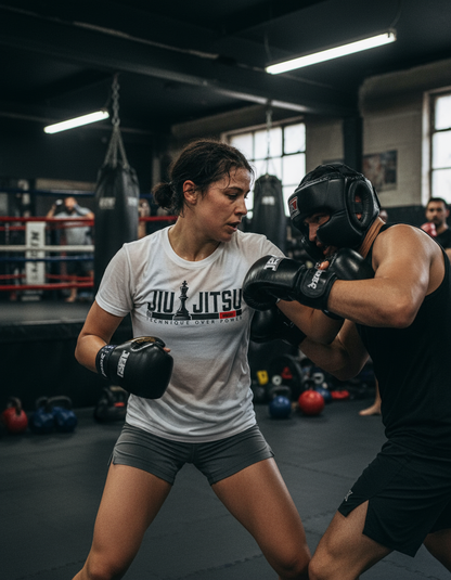 Jiu Jitsu Technique Over Power By Square Kombat - T-Shirt - White