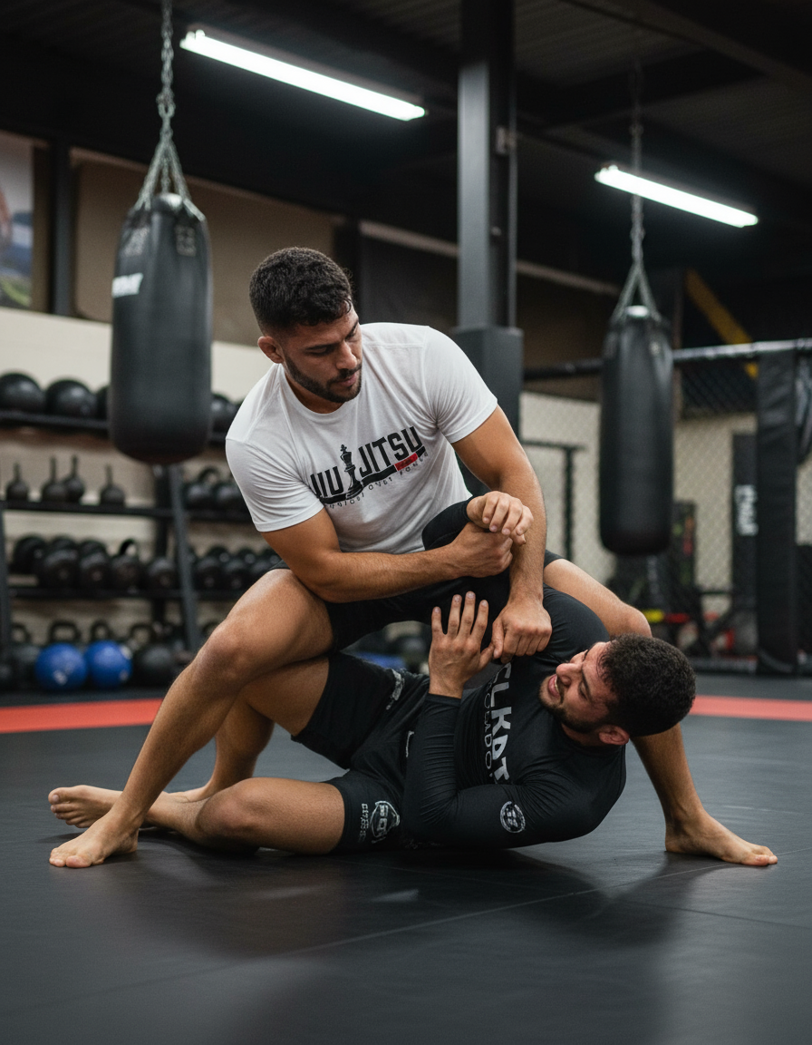 Jiu Jitsu Technique Over Power By Square Kombat - T-Shirt - White