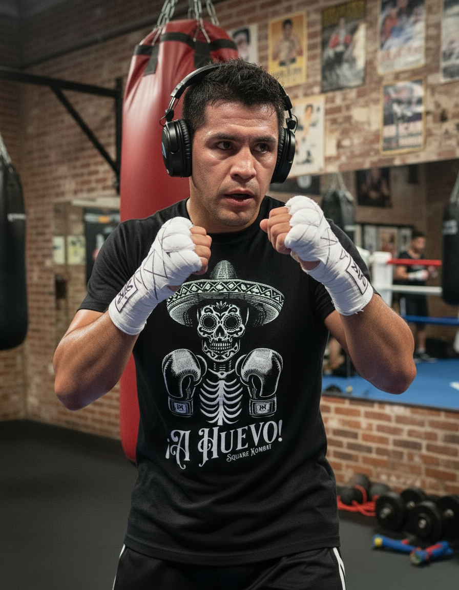 A Huevo Mexican Boxing By Square Kombat - T-Shirt - Black