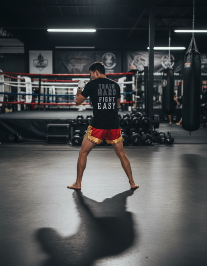 Train Hard Fight Easy By Square Kombat - T-Shirt - Black