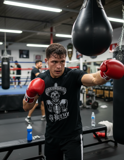 A Huevo Mexican Boxing By Square Kombat - T-Shirt - Black