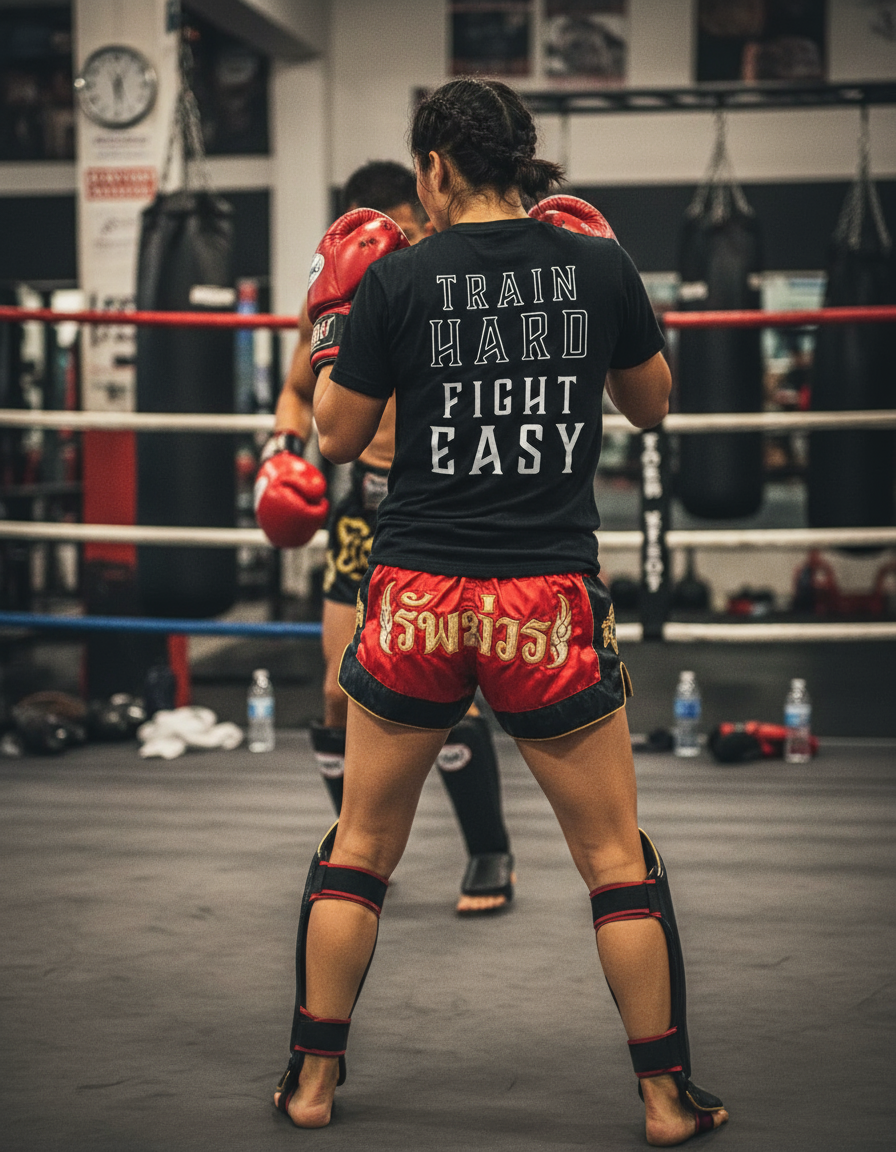 Train Hard Fight Easy By Square Kombat - T-Shirt - Black