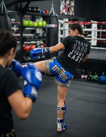 Train Hard Fight Easy By Square Kombat - T-Shirt - Black